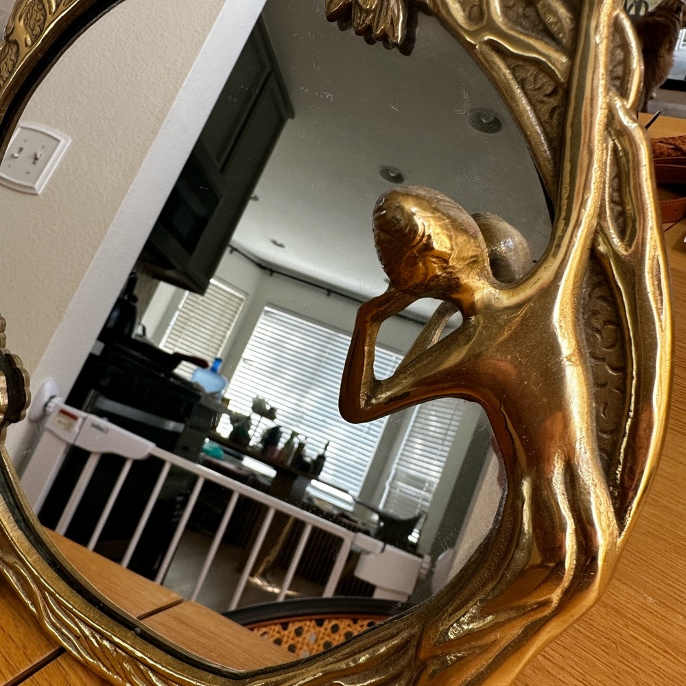 Vintage Brass Art Nouveau Mirror